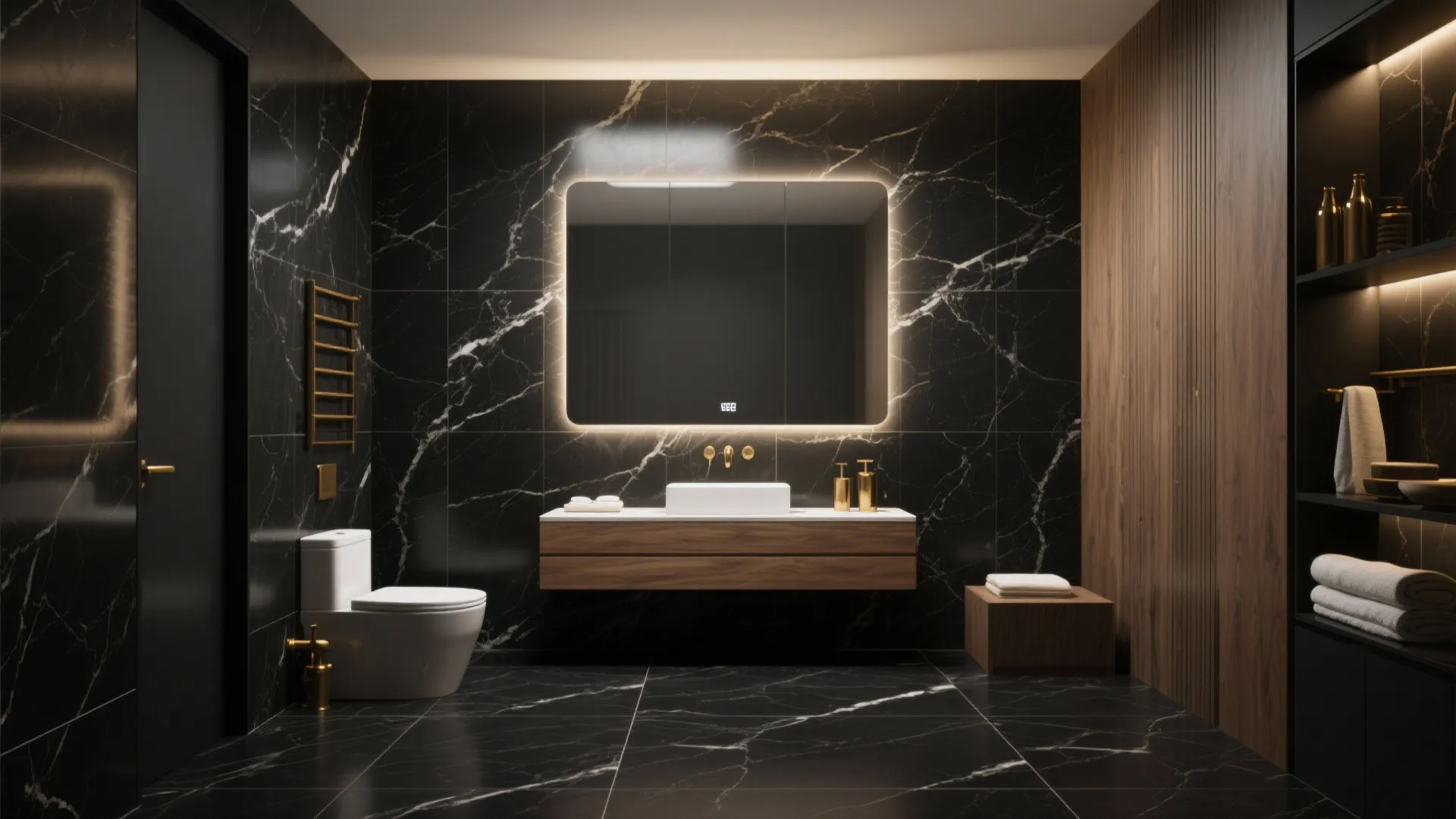 2. Matte black tiles for a modern spa vibe