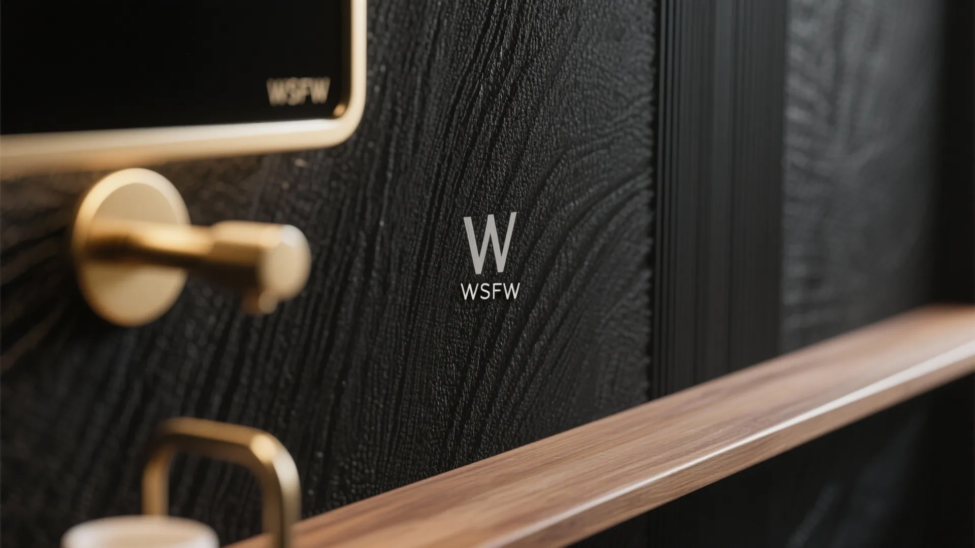 1. Matte black textured wallpaper for a cozy, spa-like feel