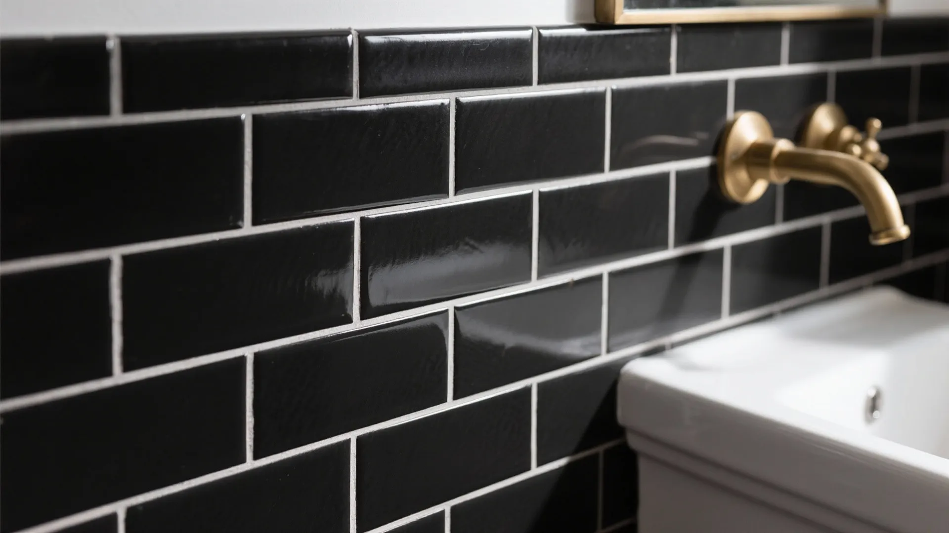 1. Matte Black Subway Tiles