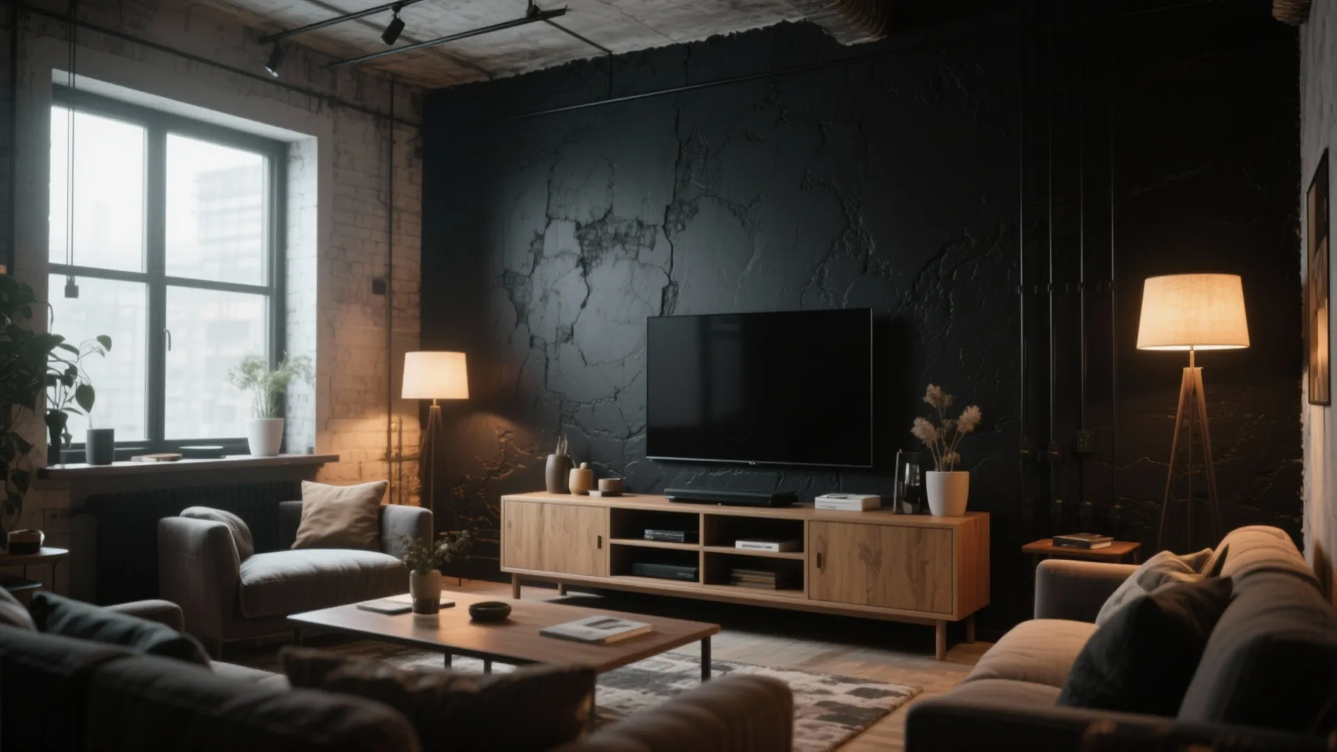 Matte Black Feature Wall