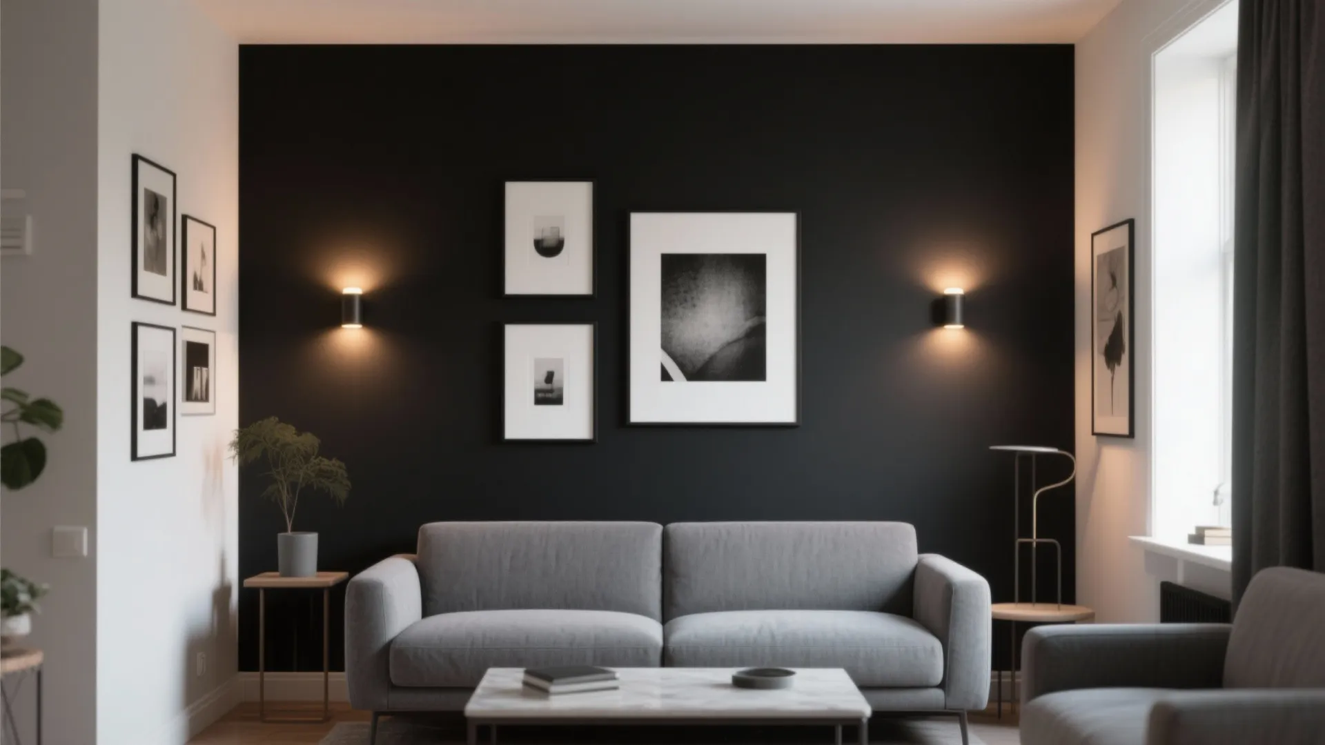1. Matte Black Accent Wall