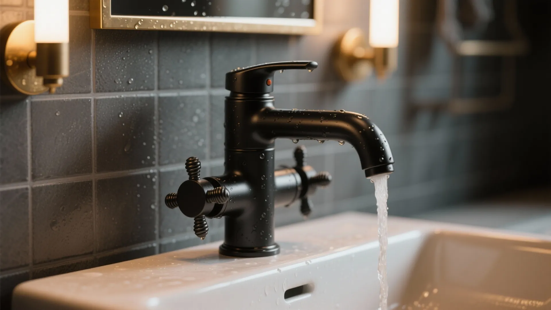 Matte Black Fixtures with Warm Lighting