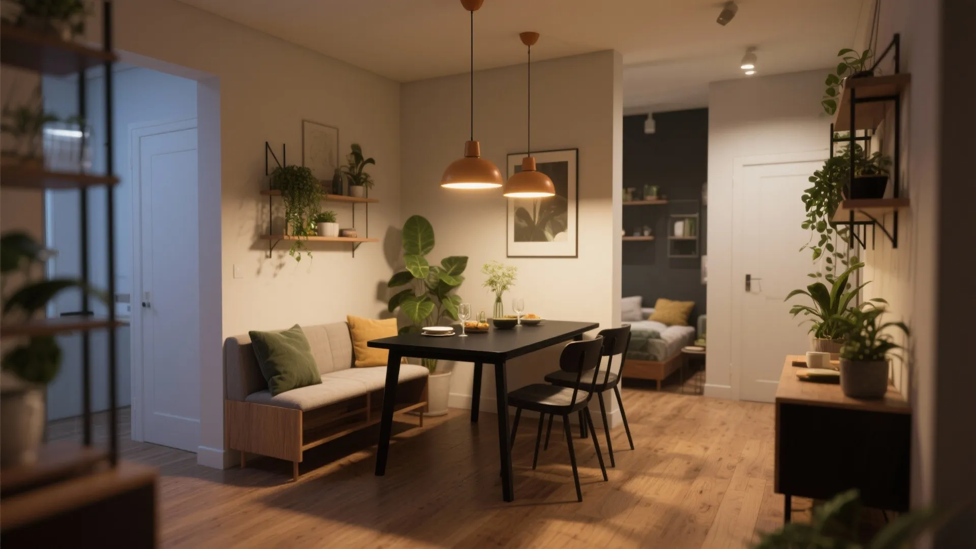 1. Matte Black with Warm Lighting