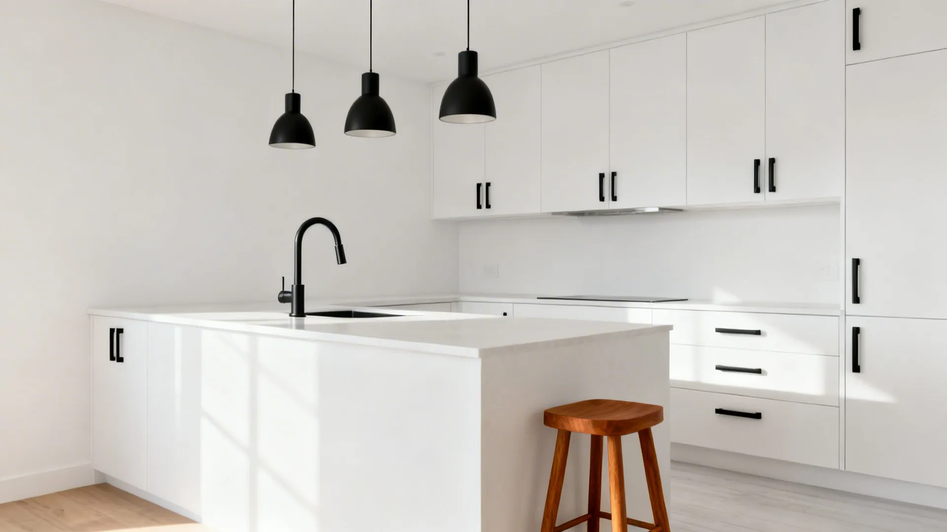 Matte Black Fixtures + Crisp White Walls