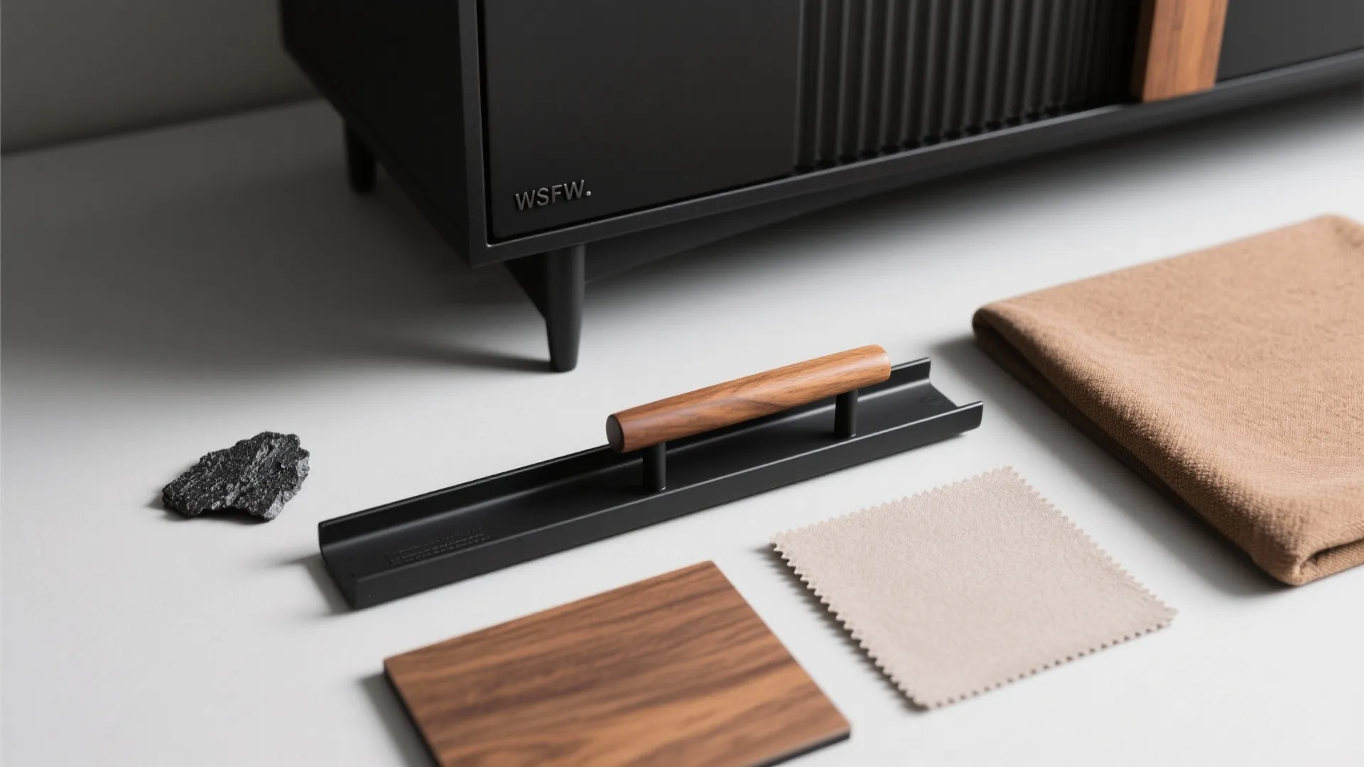 Matte Black Powder-Coated Almirah with Wood Accents