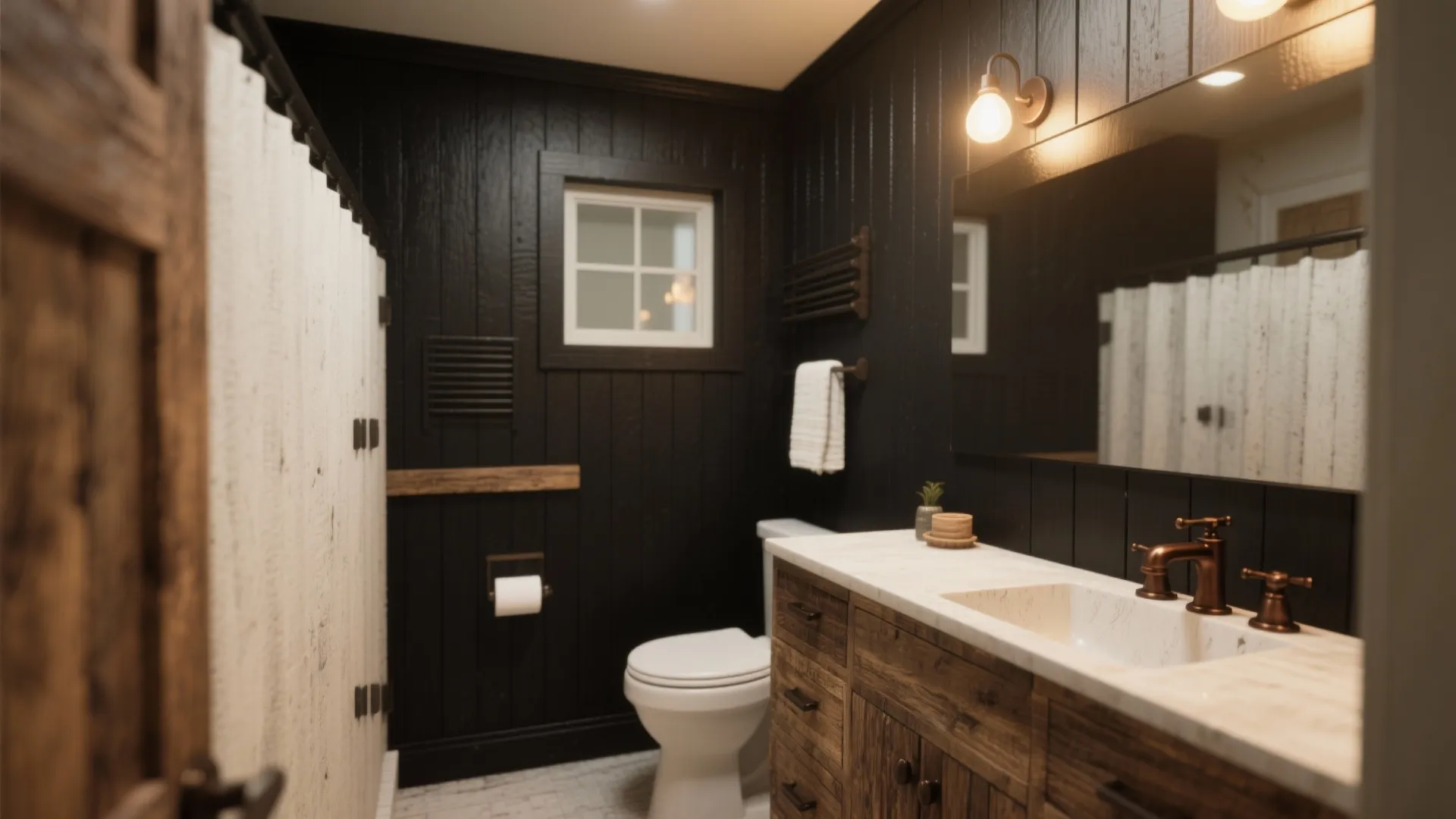 2. Matte Black with Warm Wood Accents