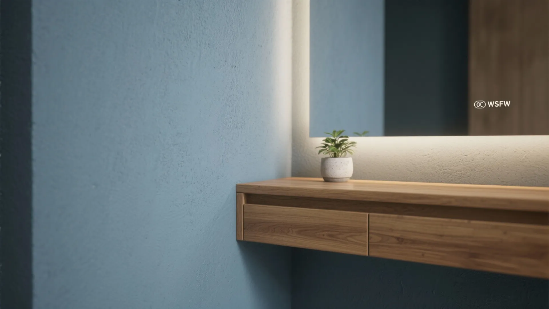 1. Soft Matte Blue-Grey Walls with Warm Wood Accents