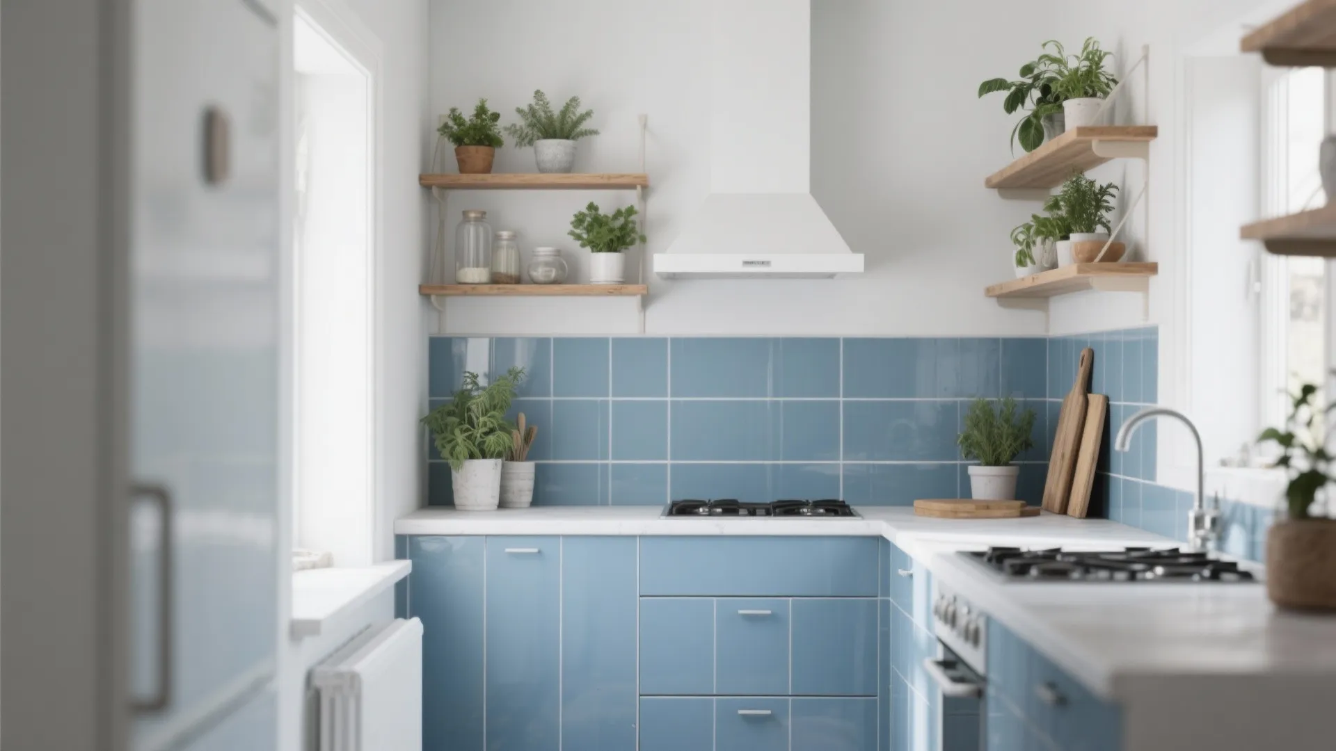 5. Matte Blue with White Grout for Scandinavian Calm