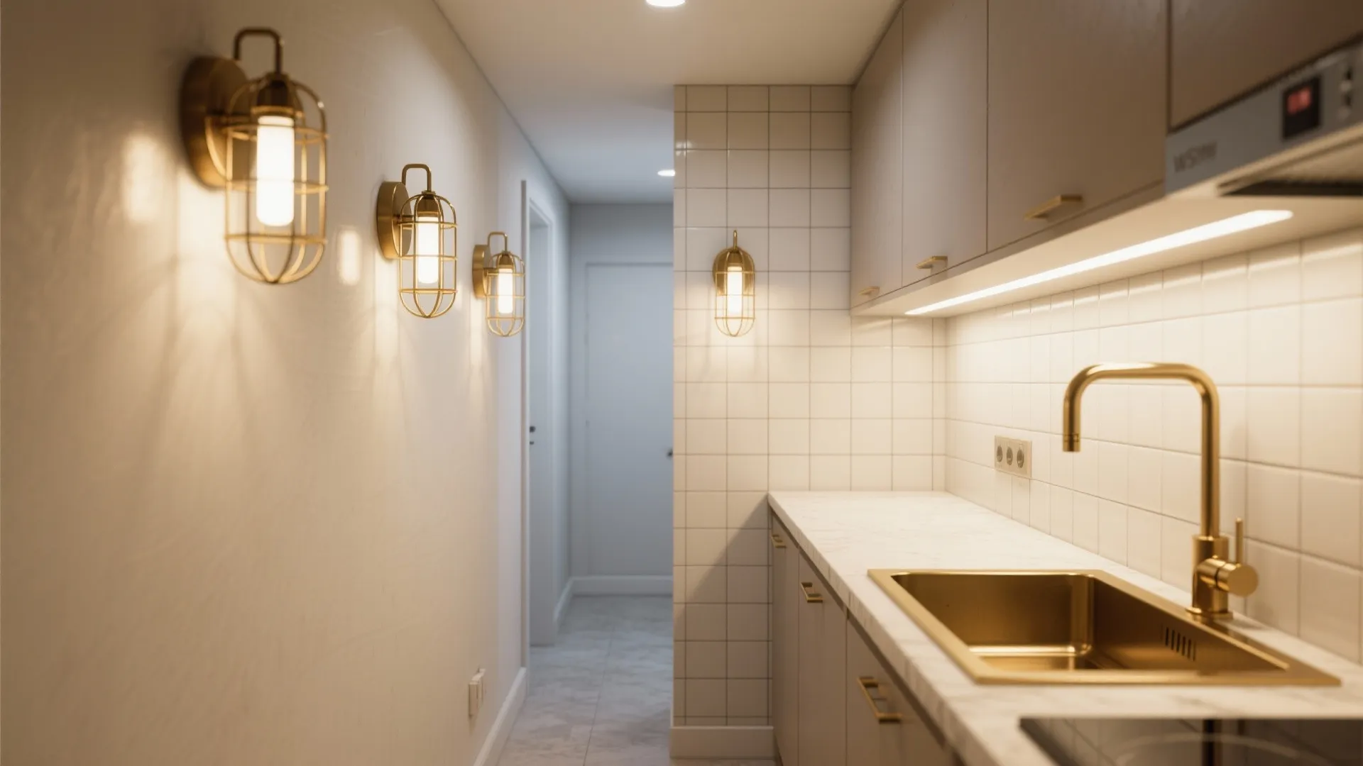 Industrial Warmth with Matte Brass Bulkheads