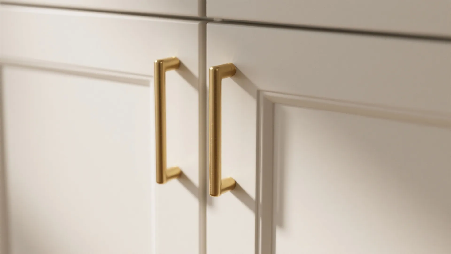 1. Matte white cabinets + satin gold pulls