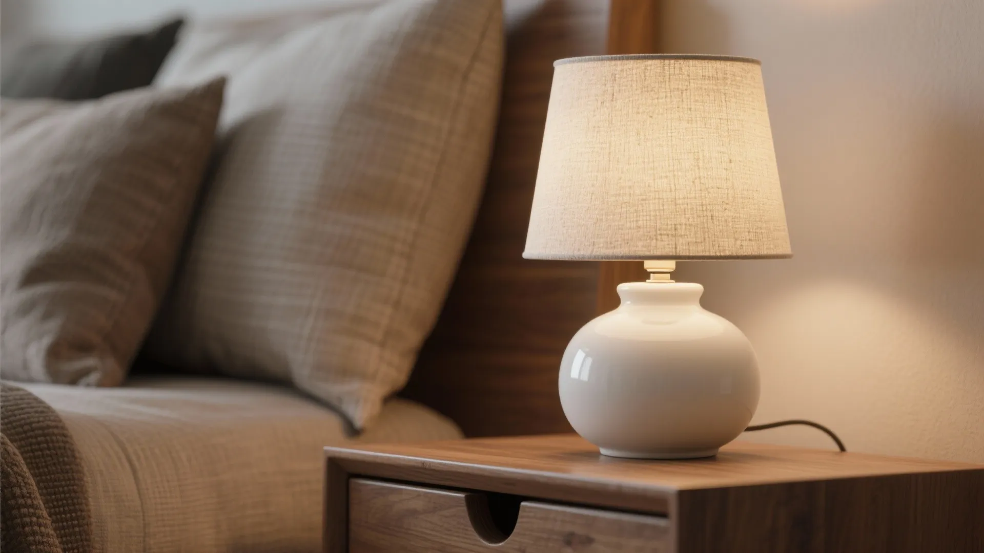 2. Matte ceramic table lamps for layered lighting
