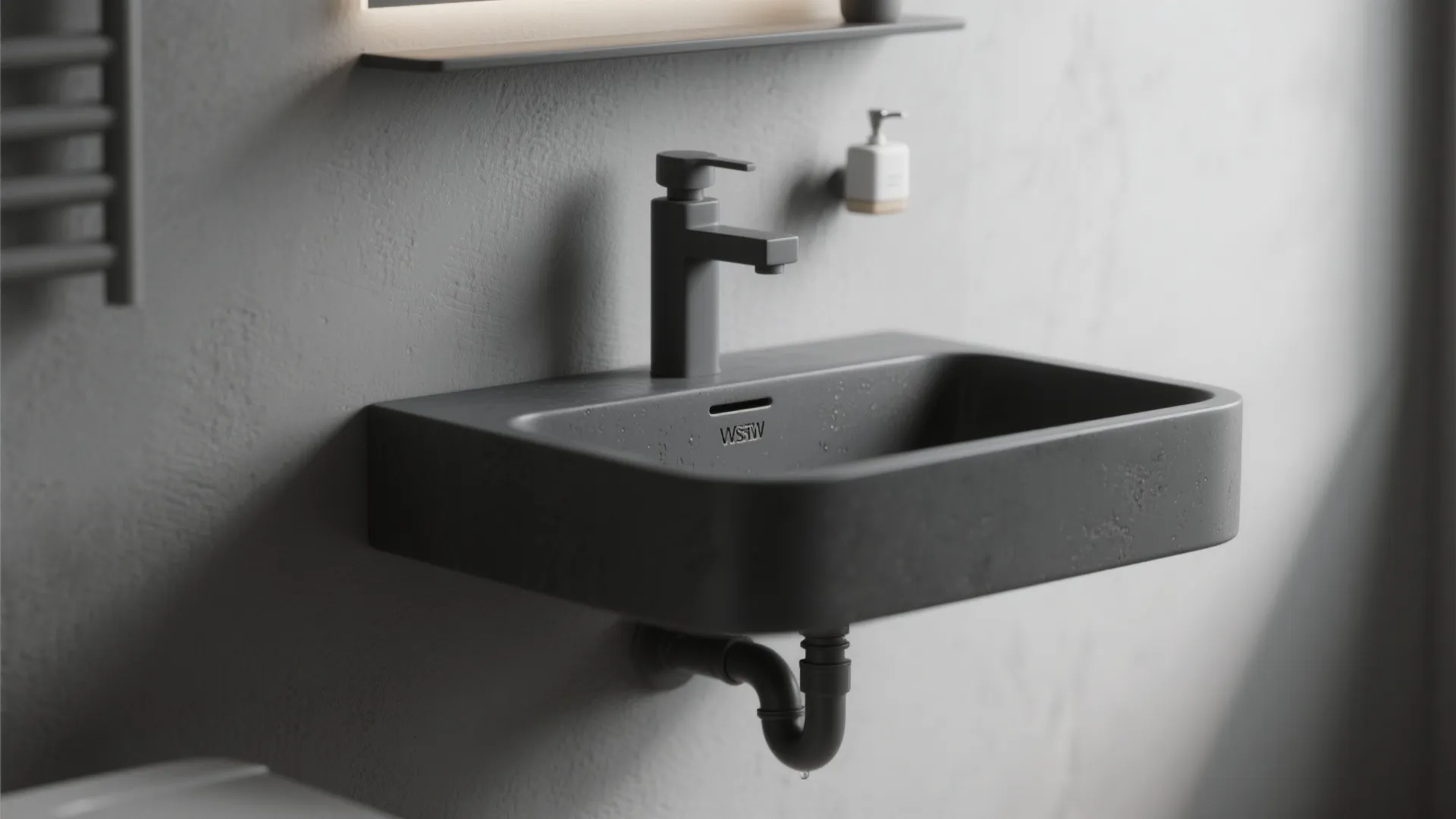1. Matte charcoal wall-mounted sink