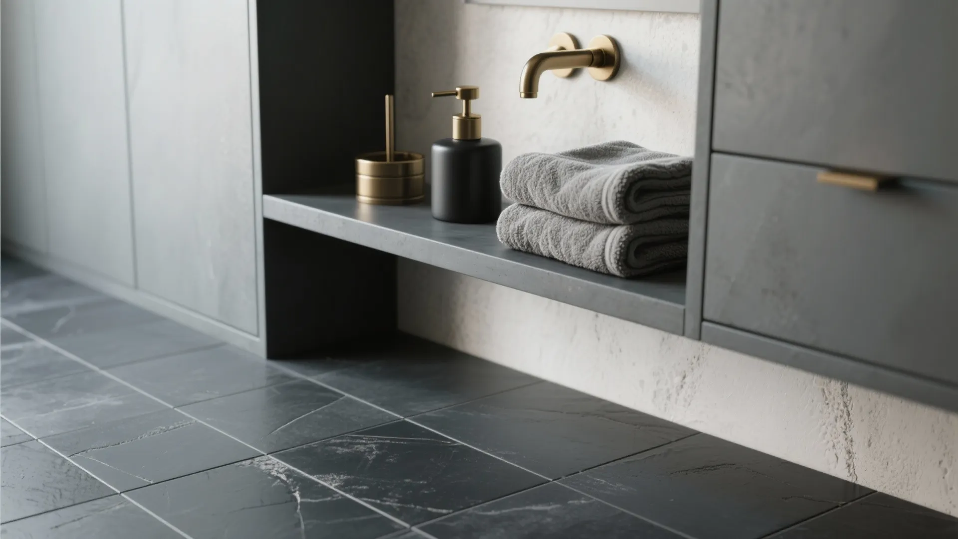 2. Monochrome drama with matte tiles