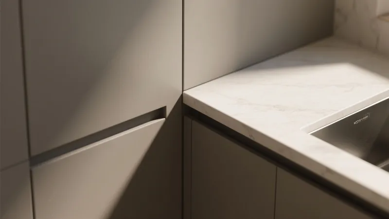 Sleek Modern Kitchen Cabinetry with Marble Countertop