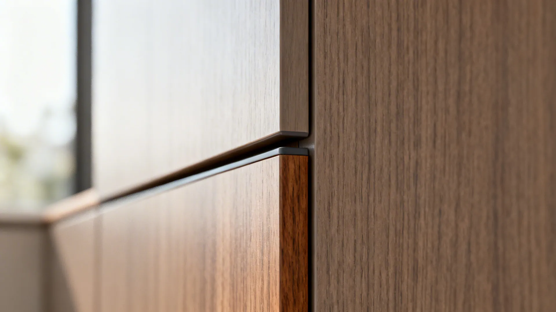 1) Matte cabinetry + warm wood accents