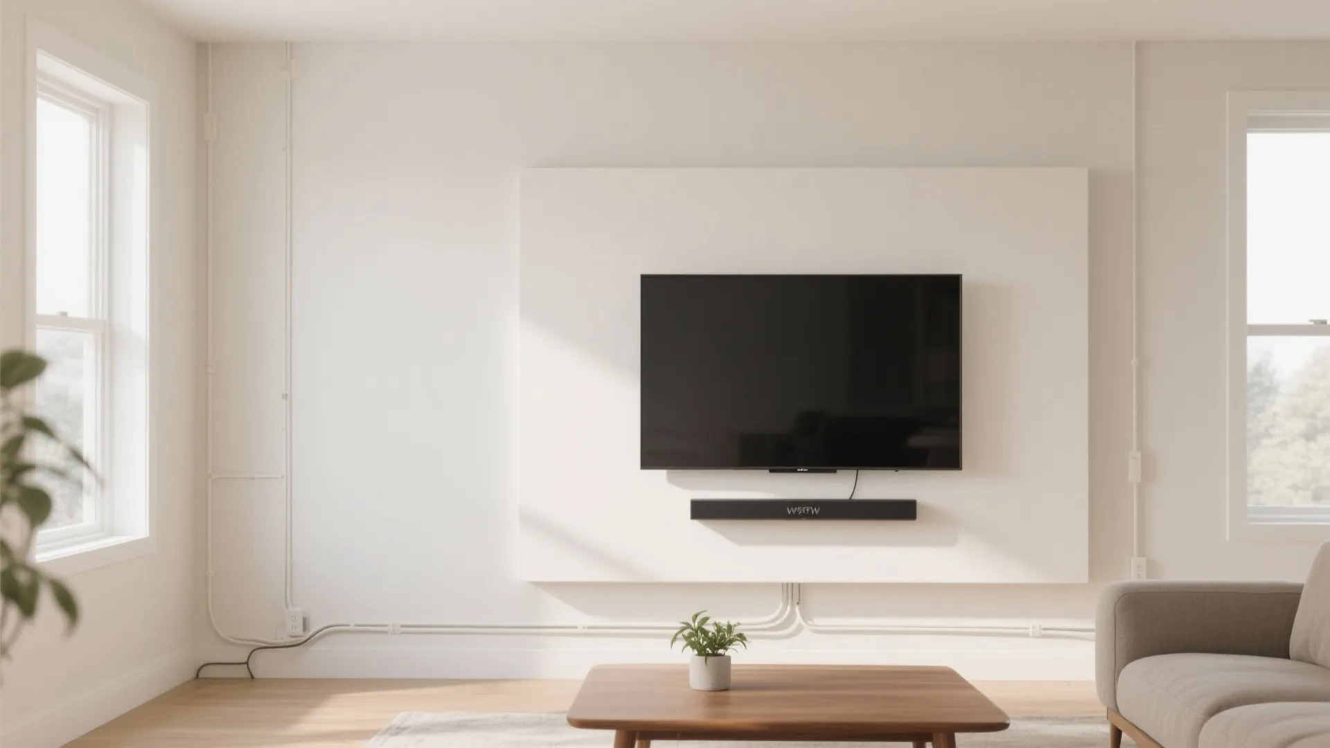 Matte Painted Feature Wall with Hidden Cables