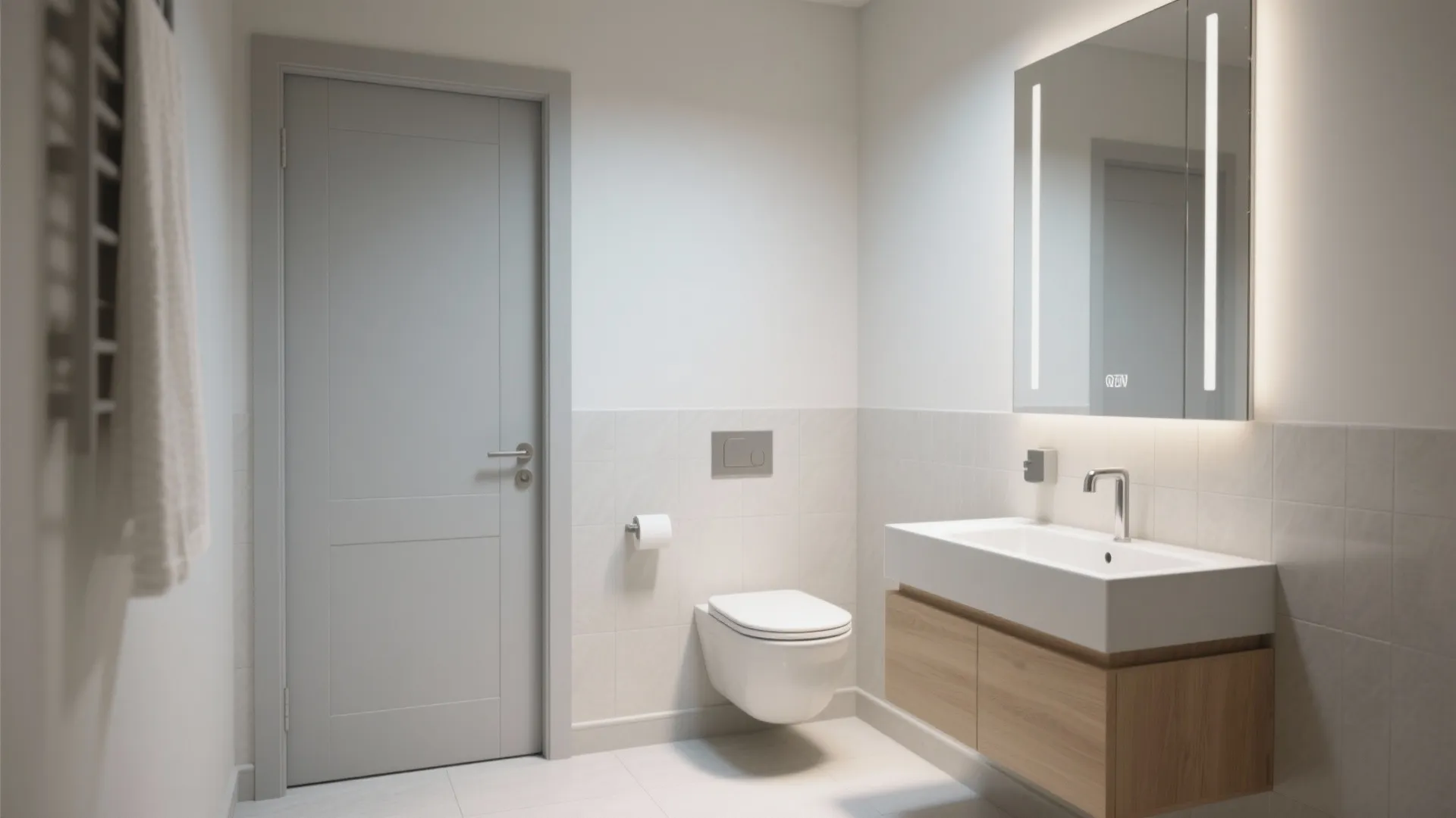 Minimalist matte fibre door with soft-edge trim