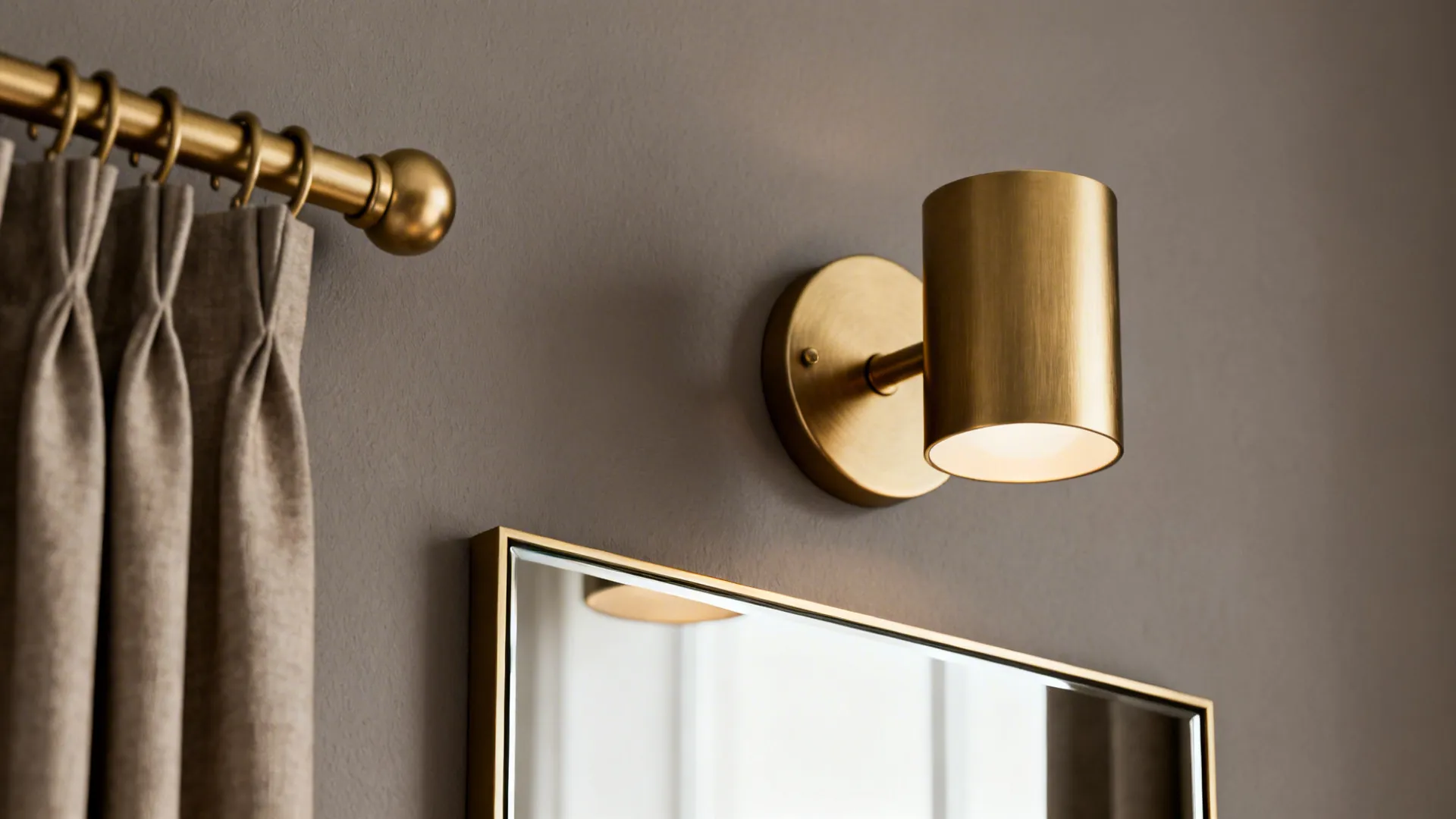 1. Soft Grey Walls + Matte Gold Accents