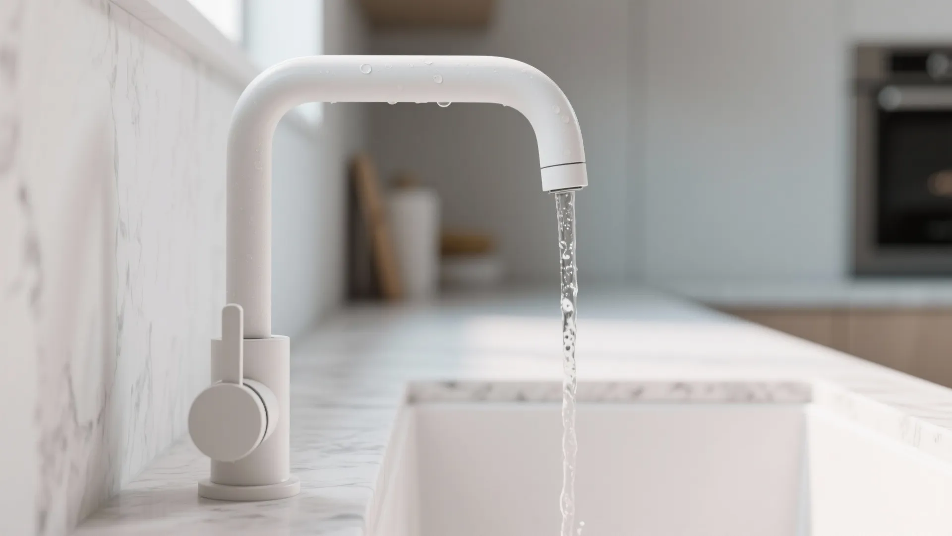 1. Matte white minimalist gooseneck