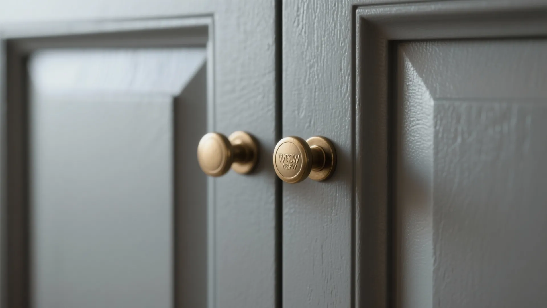 3. Matte Gray with Brass Hardware