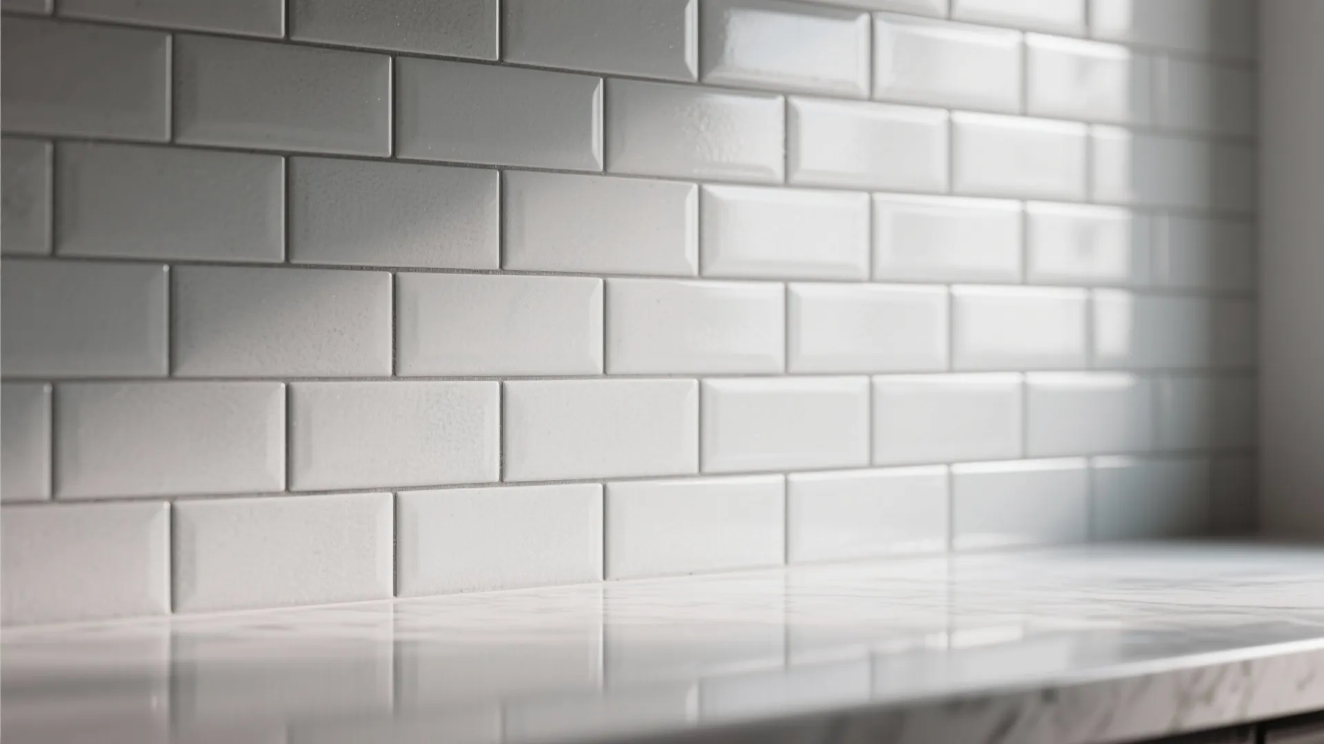 1. Light matte gray subway tiles for brightness