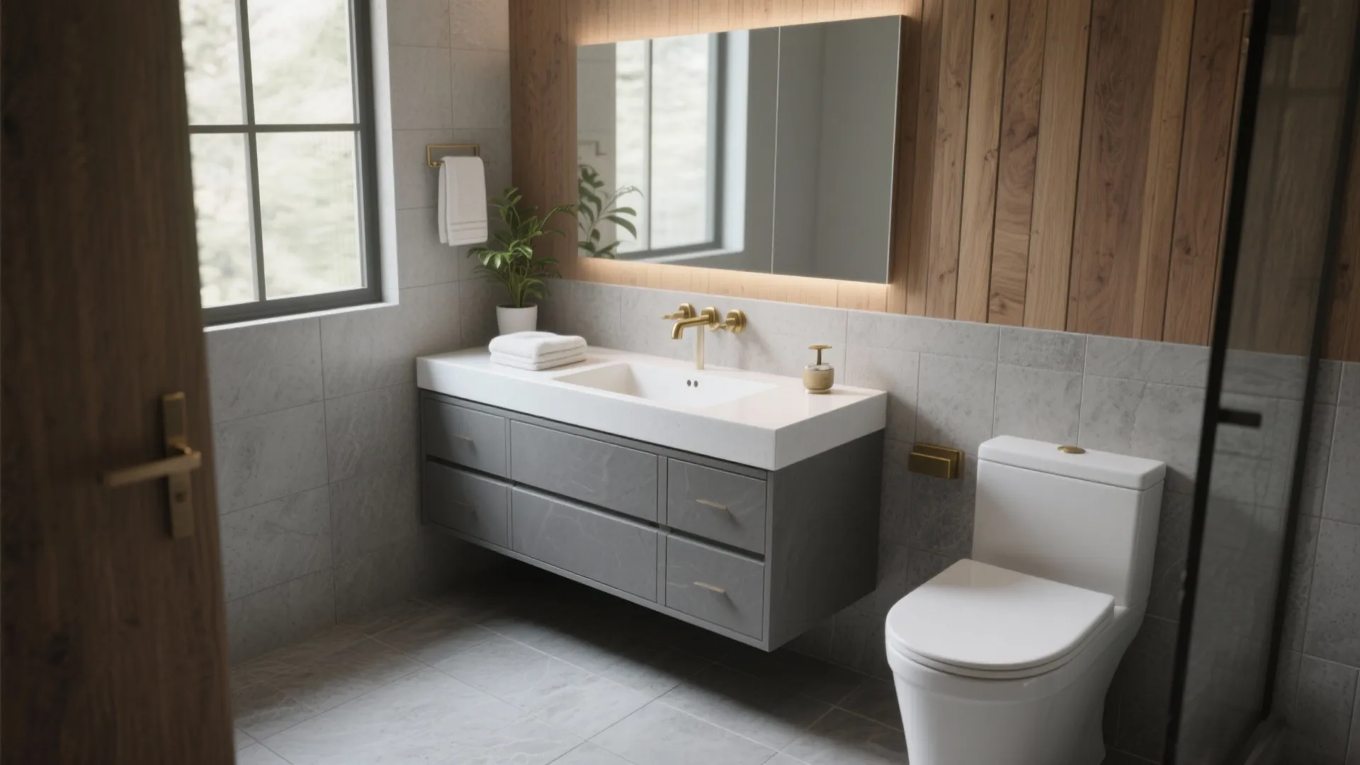 2. Monochrome spa look with matte gray