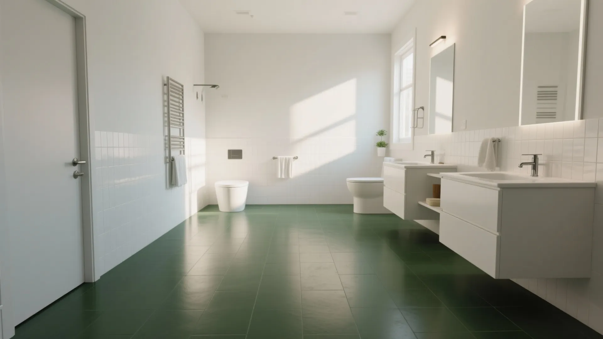 5. Matte Green Floor with White Walls