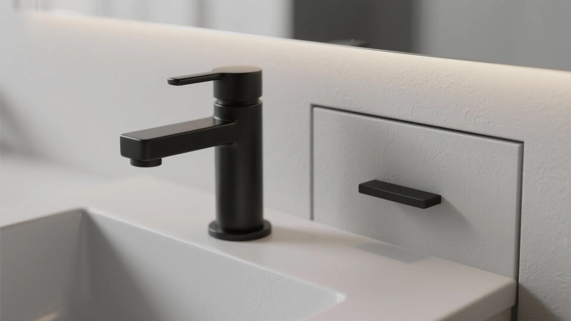 2. Matte Light Grey with Black Hardware: Modern Contrast