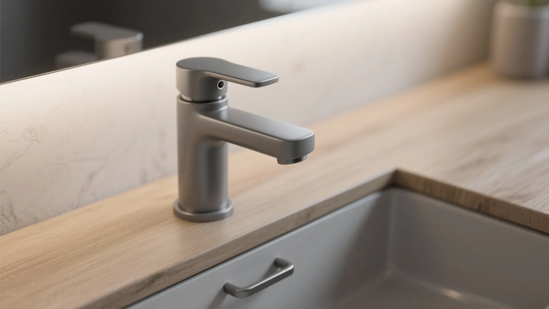 1. Matte grey faucets and hardware