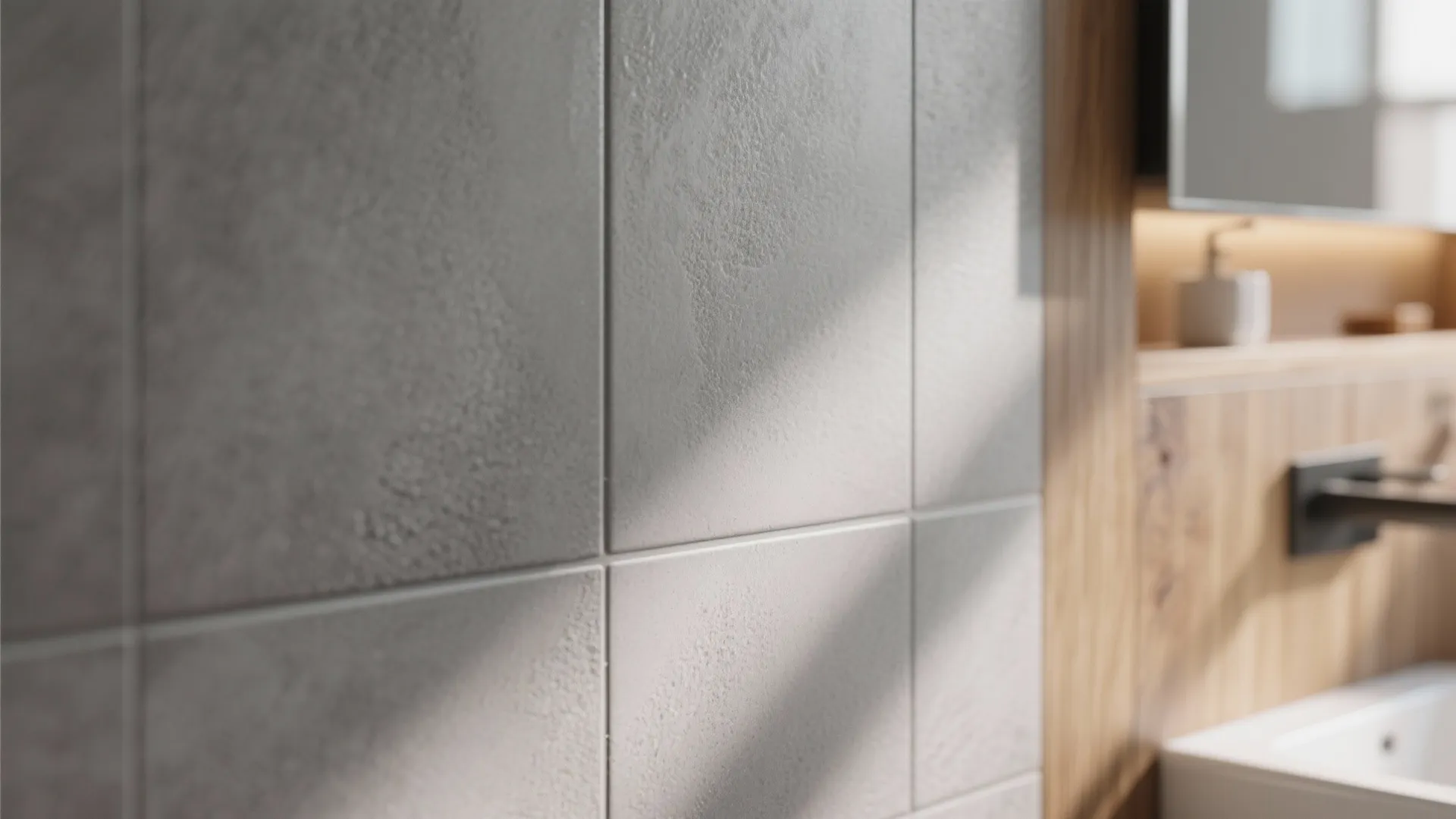 Matte Grey Tiles for a Soft Modern Look