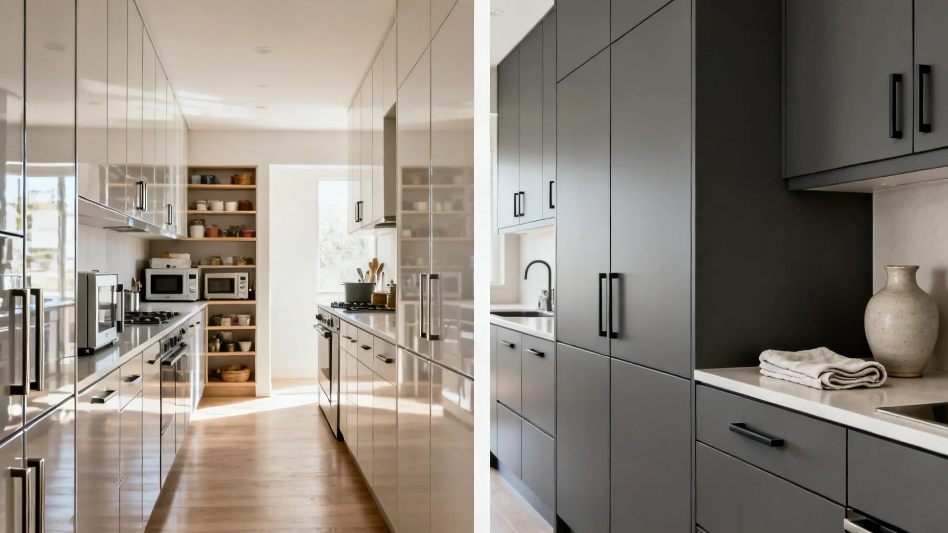 Matte, Slim-Profile Doors with Integrated Pulls