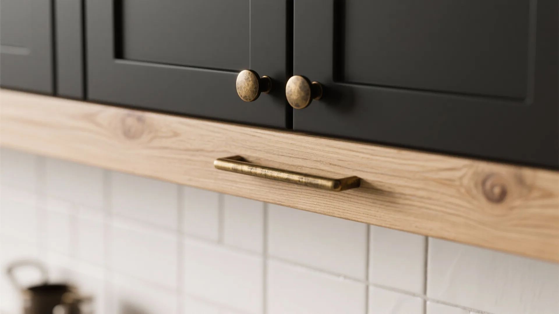 5. Matte Hardware and Soft Contrast Backsplash