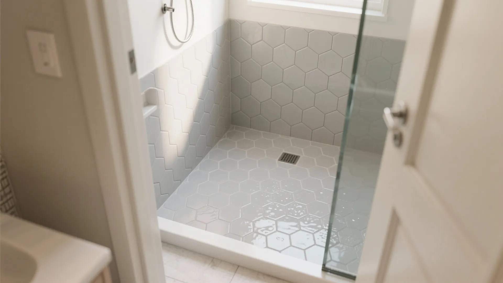 Matte mosaics: hex and penny tiles that grip without shouting