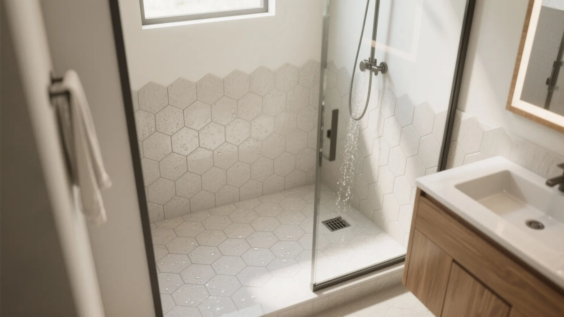 Matte Hex Grip Tiles in Wet Zones