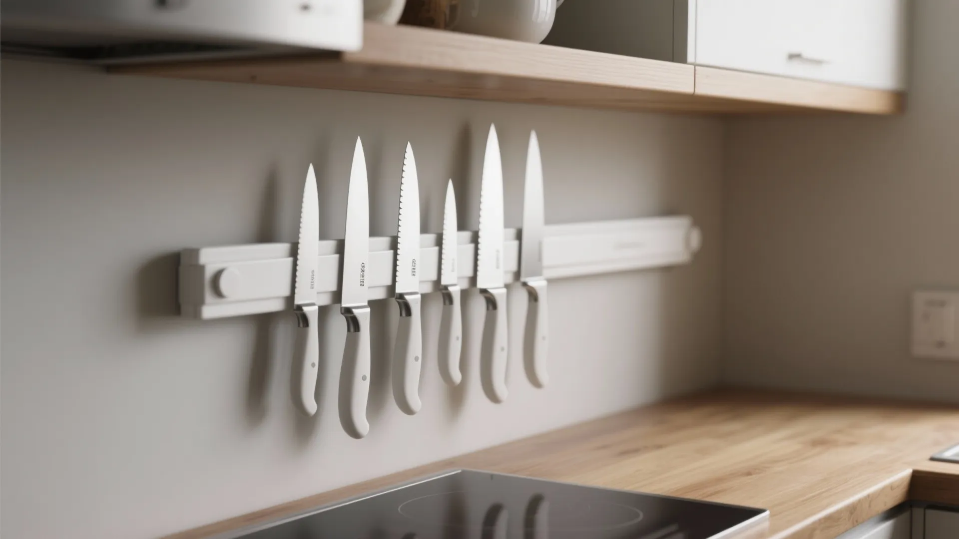 1. Matte white magnetic knife strip