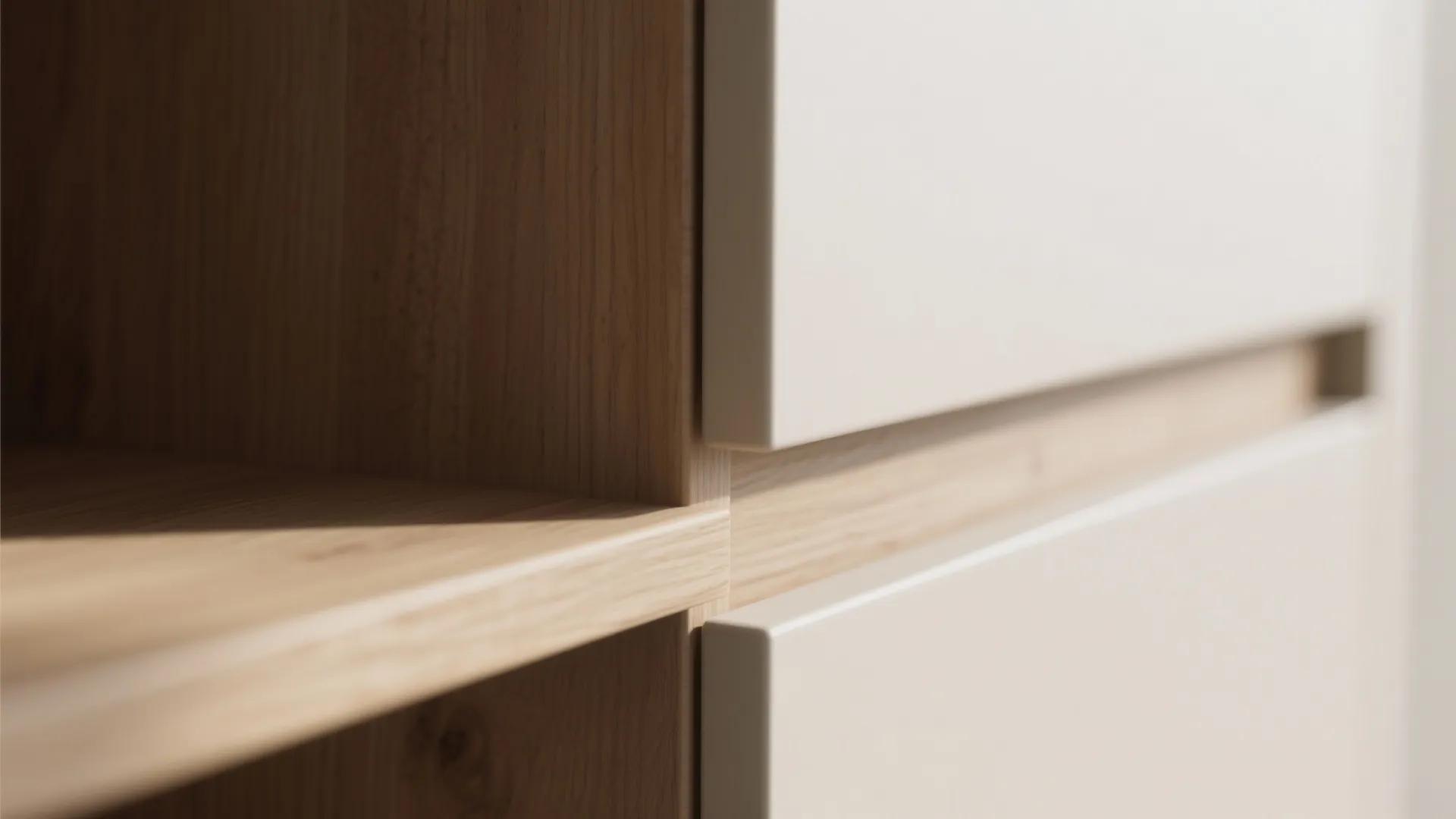 Minimal kitchen storage with light finishes