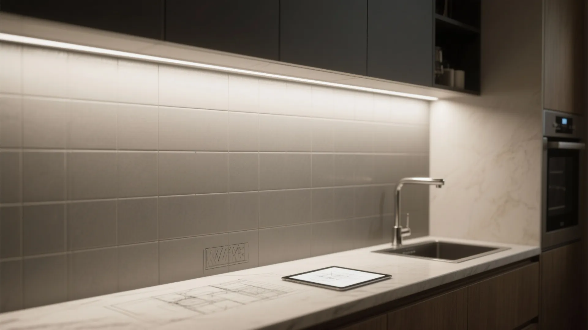 1. Matte large-format grey tiles