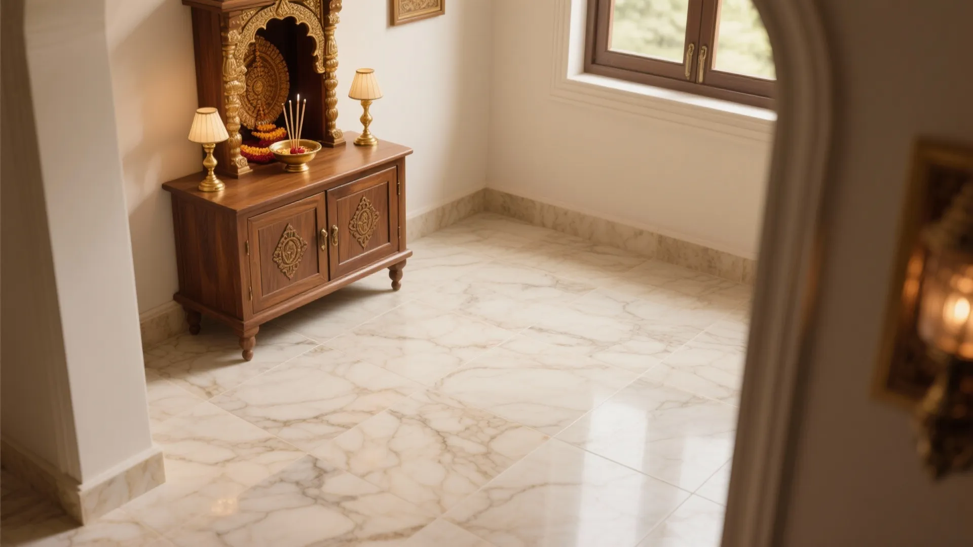 Matte marble-look porcelain for calm elegance