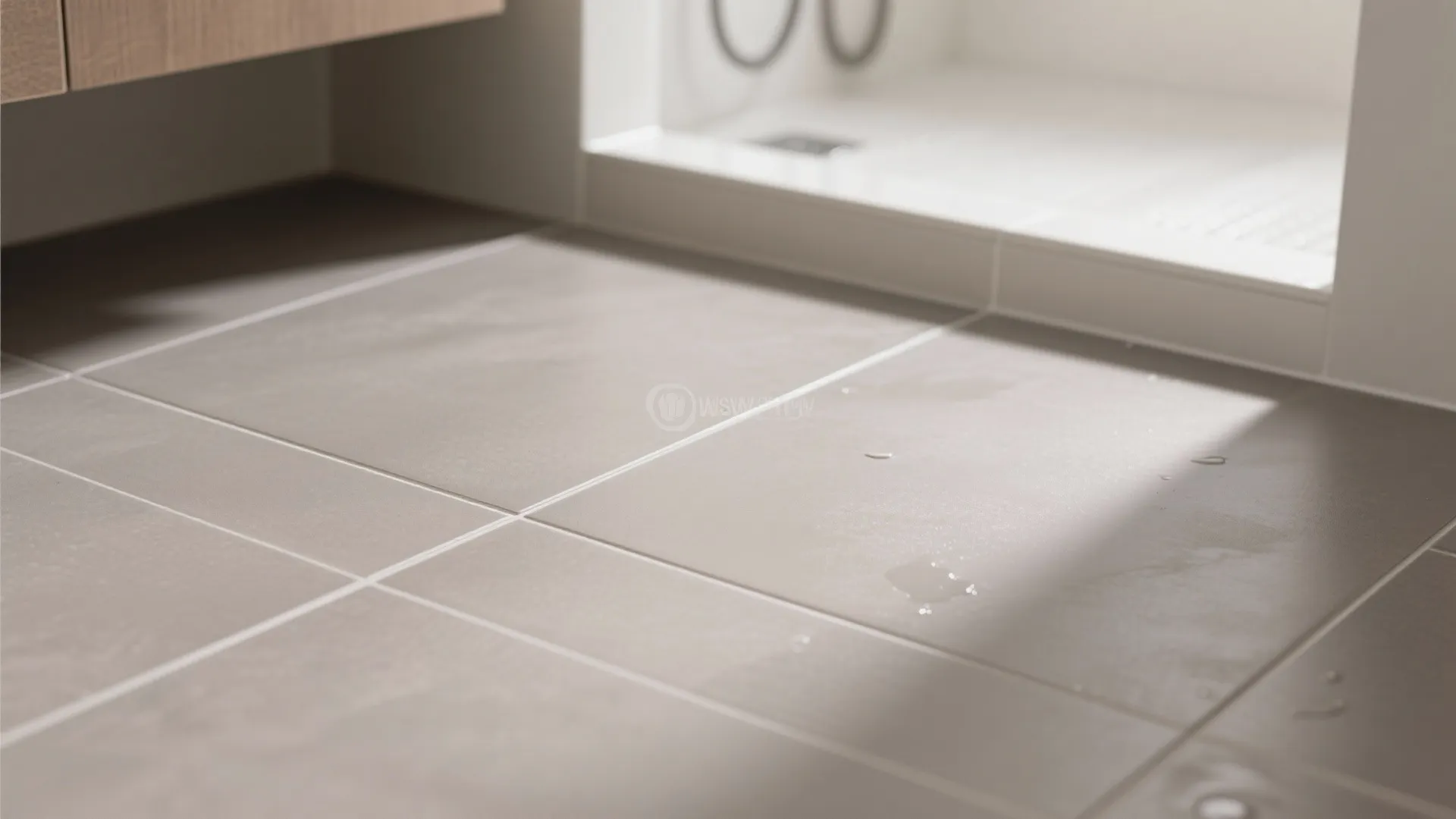 1) Minimalist matte ceramic with narrow grout lines