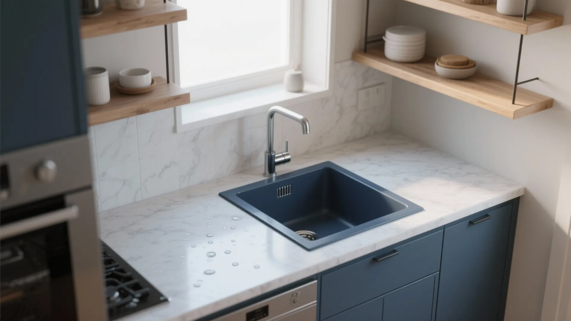 2. Matte Navy Undermount for Contrast