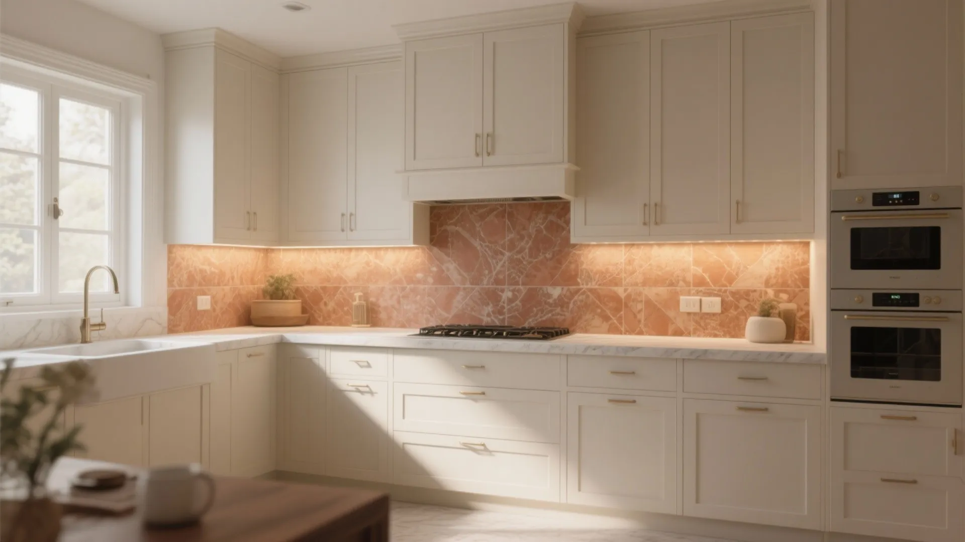 5. Matte off-white with integrated lighting