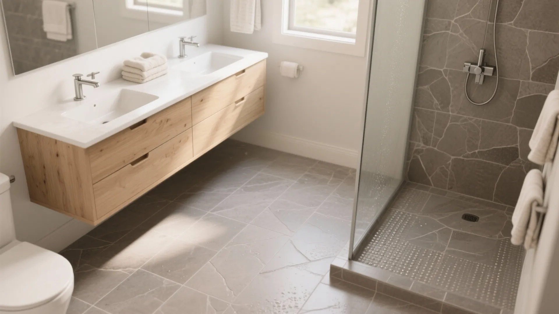 Matte Porcelain with Micro-Texture (Quiet Grip, Big Safety)