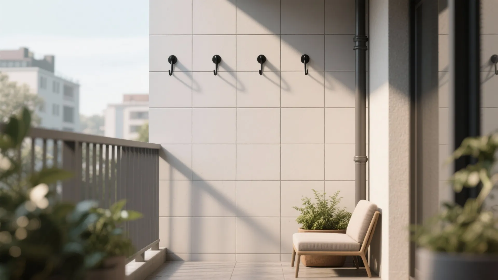 Idea 1: Matte porcelain + vertical calm