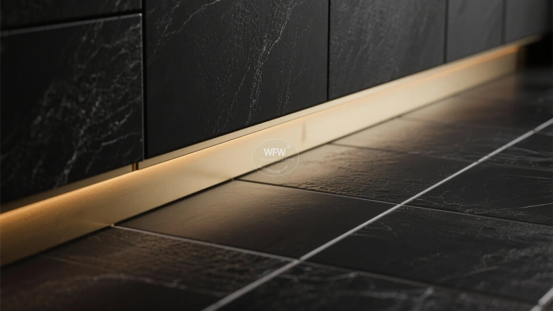 1. Matte black porcelain tiles