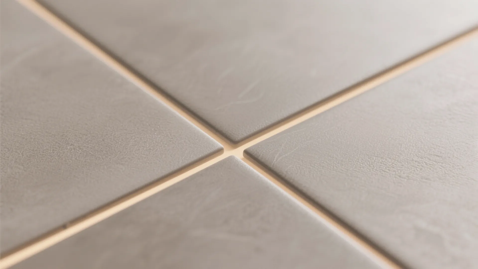 Macro close-up of matte porcelain tile with soft-grain texture and tight color-matched grout.