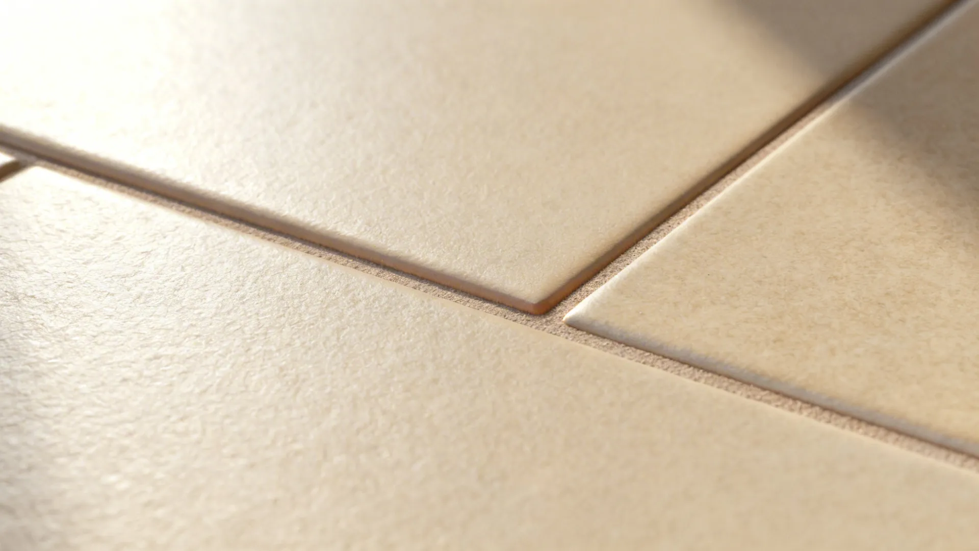 Macro of rectified matte porcelain tile with narrow matching grout line.