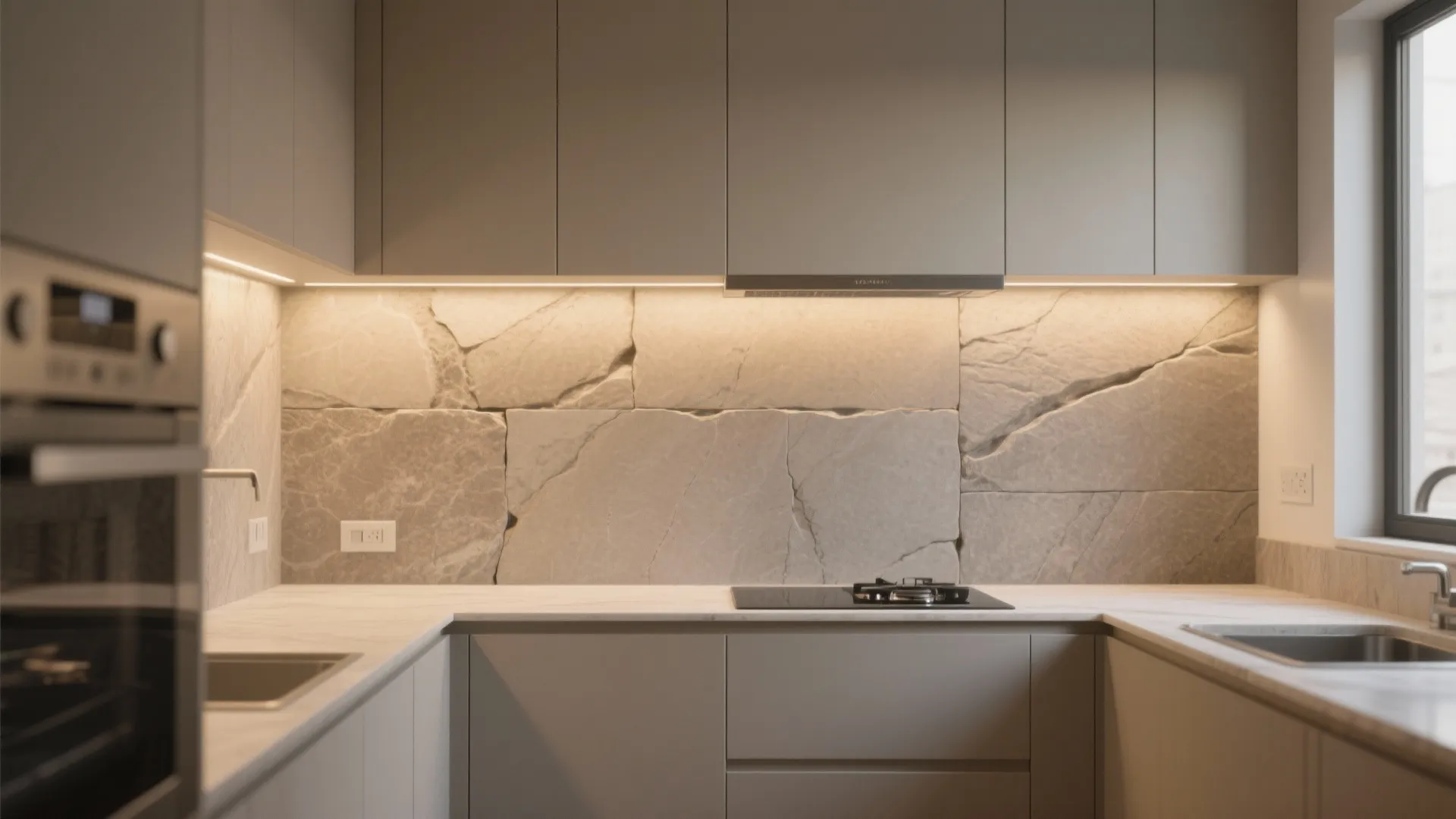 2. Matte Porcelain Slab for a Seamless, Modern Feel