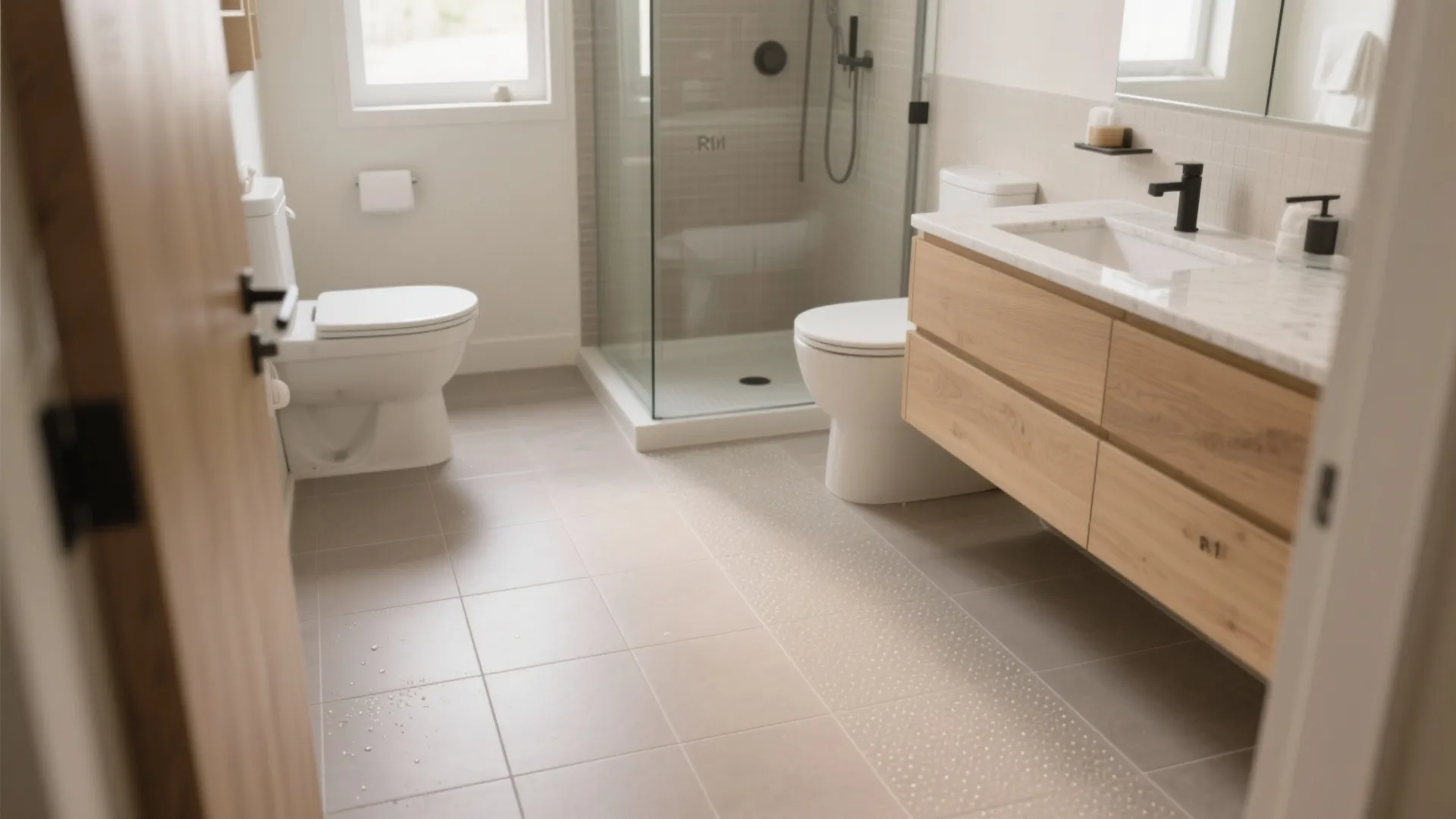Matte Porcelain With R11 Slip Rating for Tiny Baths
