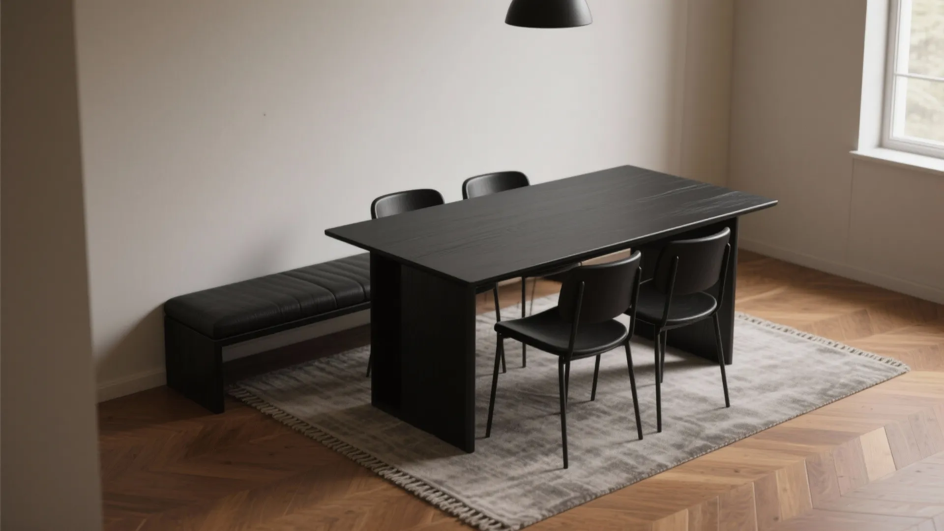 2. Rectangular matte table and bench combo