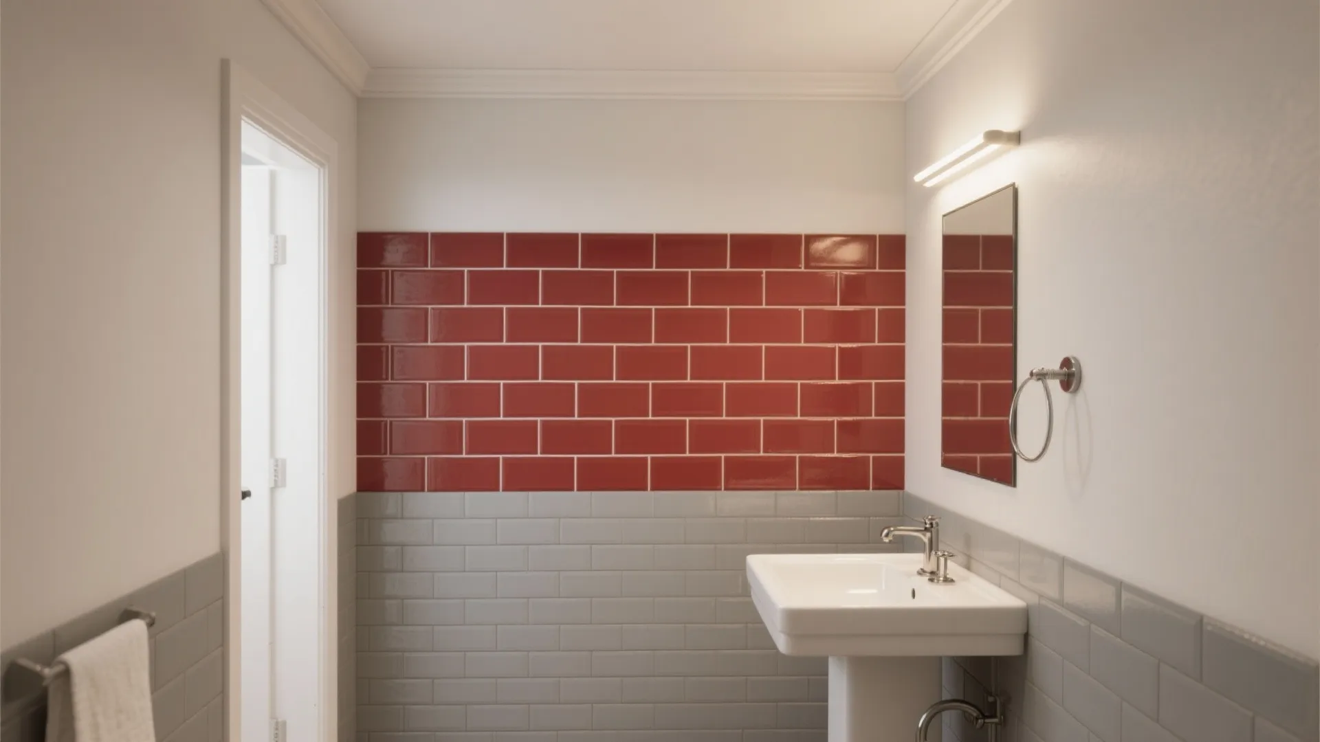 Matte Red Subway Tiles, Calm and Modern